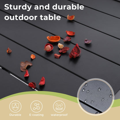 Ensemble de salle à manger de patio 6 pièces MAISON ARTS avec parasol à inclinaison automatique à 3 niveaux de 10 pieds : 4 chaises d'extérieur en métal et 1 table à manger carrée en métal