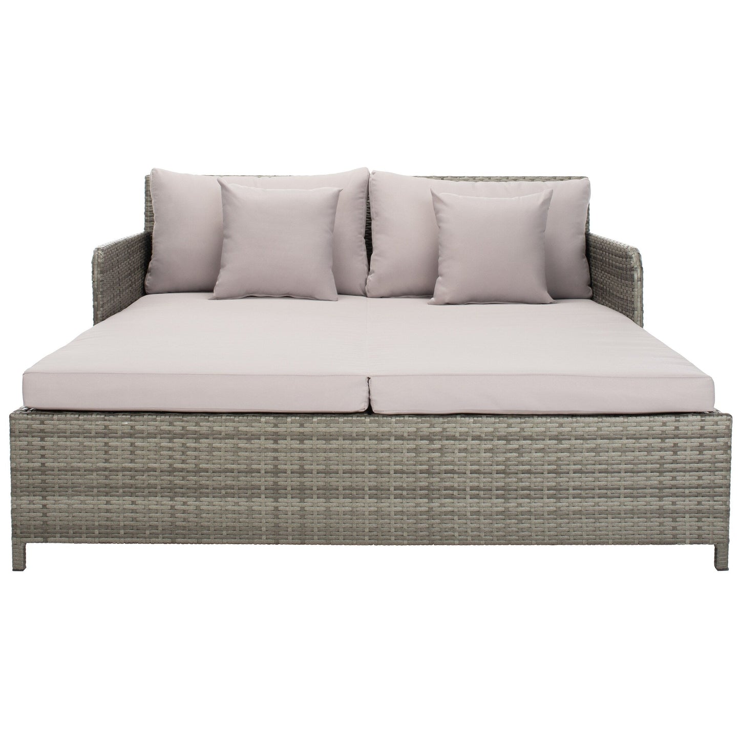 Lit de repos d'extérieur SAFAVIEH Taniyah en osier avec oreiller et coussins - 53 L x 28 P x 62 H