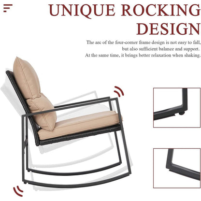 Ensemble bistrot à bascule d'extérieur en métal noir SUNCROWN 3 pièces