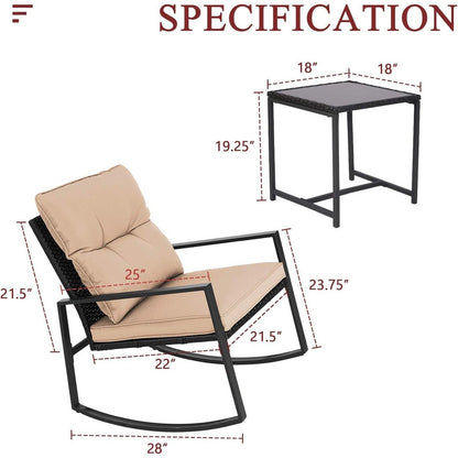 Ensemble bistrot à bascule d'extérieur en métal noir SUNCROWN 3 pièces