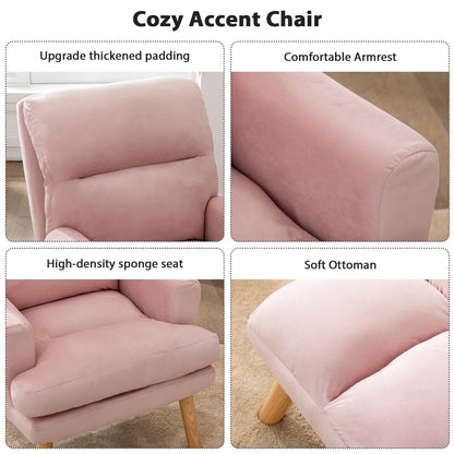 Fauteuil de salon décontracté en tissu doux avec dossier et pieds réglables