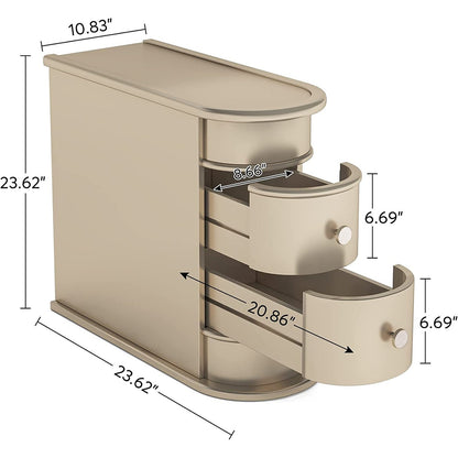Table d'appoint étroite à deux tiroirs en bois massif