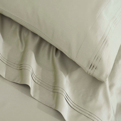 Parure de draps en coton égyptien de qualité supérieure, 1 500 fils au pouce carré, à poches profondes et à motif uni