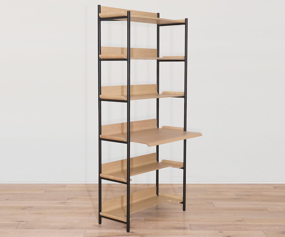 Freya 6 étagères avec bureau - Chêne