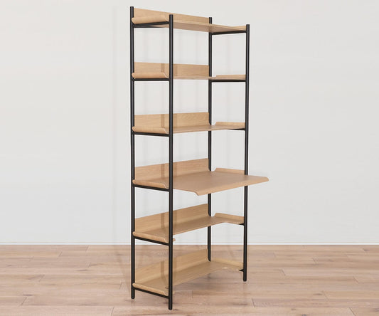 Freya 6 étagères avec bureau - Chêne