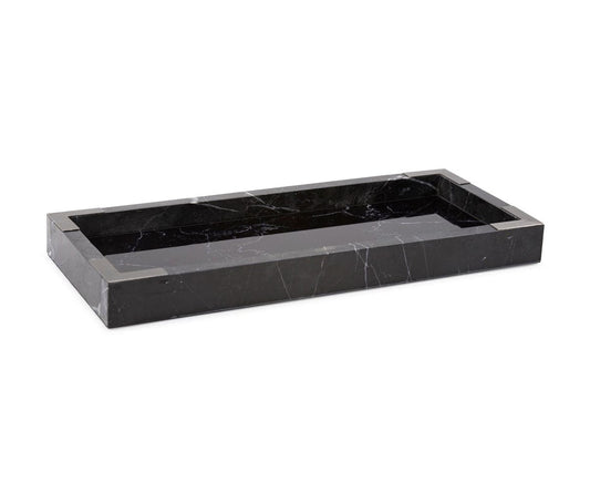 Plateau en marbre miroir noir