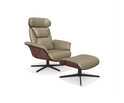 Fauteuil inclinable et ottoman en cuir Alvar